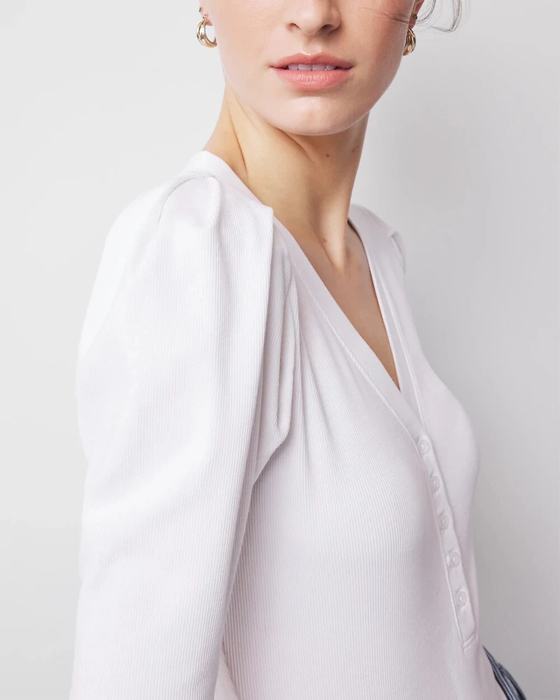 WHBM FORME™ Ribbed Stretch Henley Top
