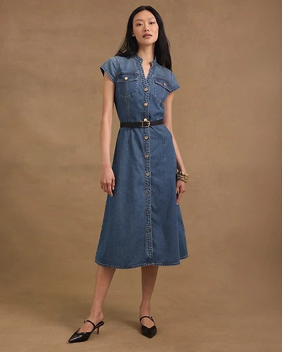 Denim Midi Shirt Dress