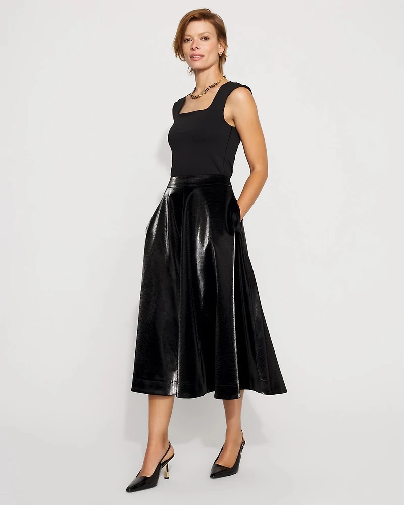 Faux Croc Midi Skirt