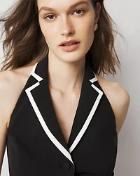 Contrast Piping Halter Vest