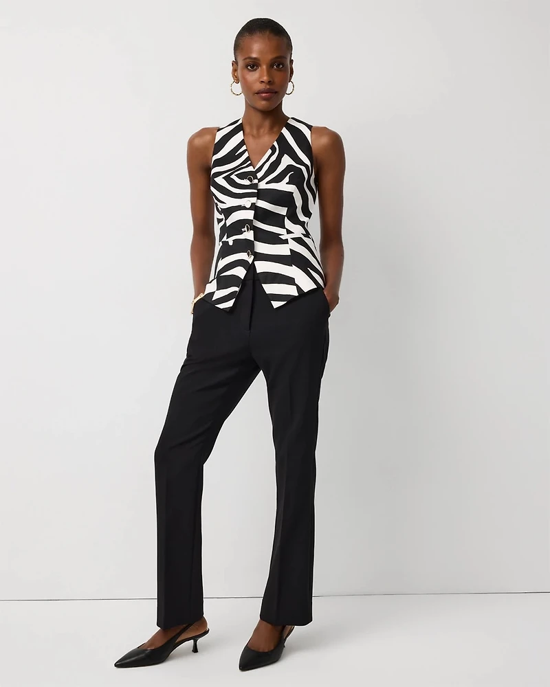 Linen-Blend Zebra Vest