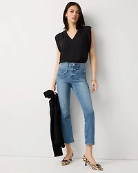 Ruched Shoulder Crepe Shell