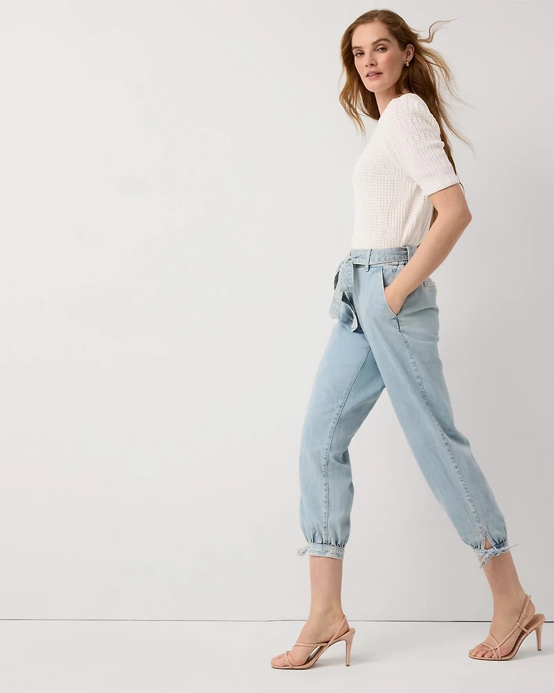 Petite High Rise Tapered Ankle Featherweight Jean