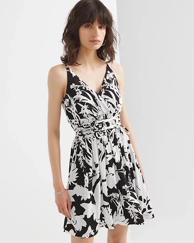 Printed Tie-Waist Mini Dress