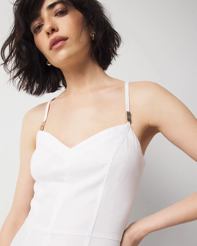 Bead Detail Denim Midi Dress