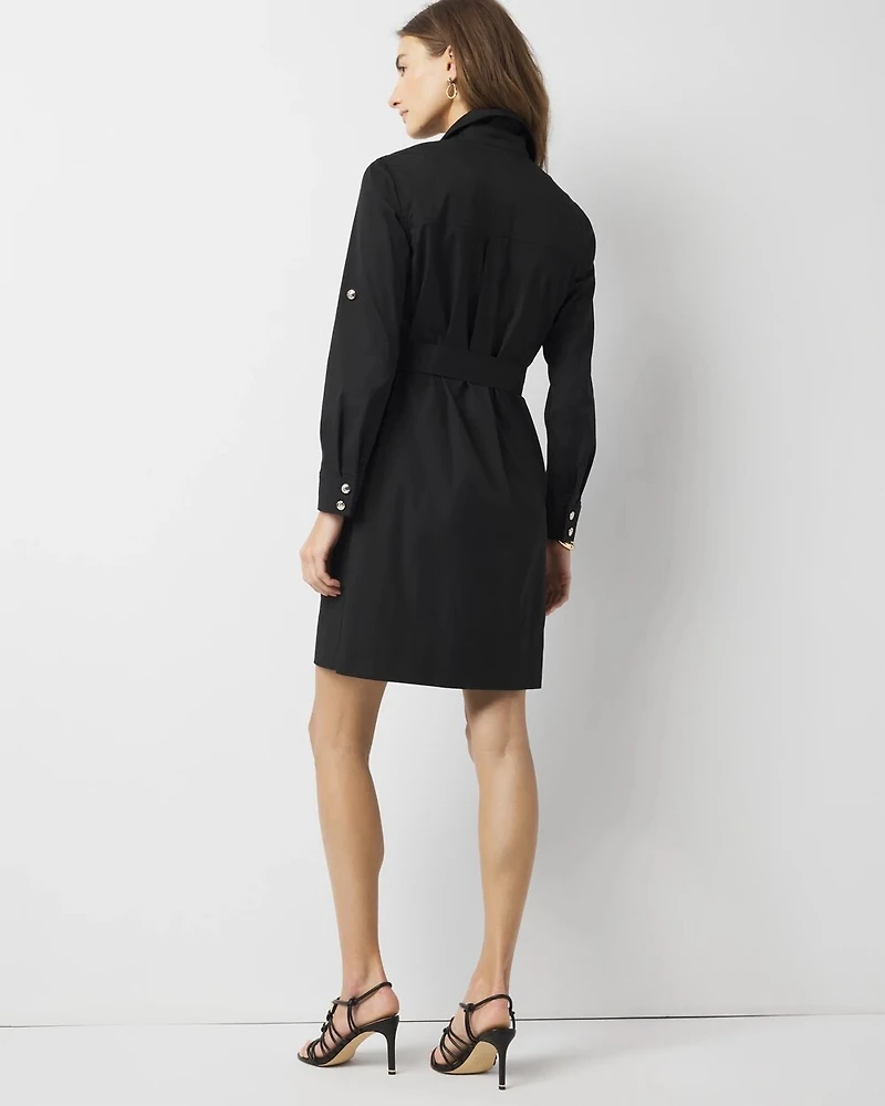 Long-Sleeve Utility Mini Shirt Dress