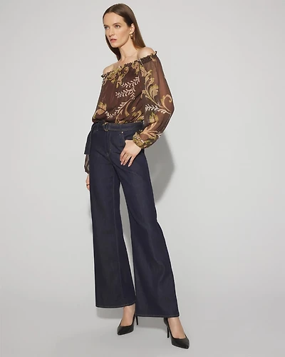 Petite High-Rise Belted Wide-Leg Jean