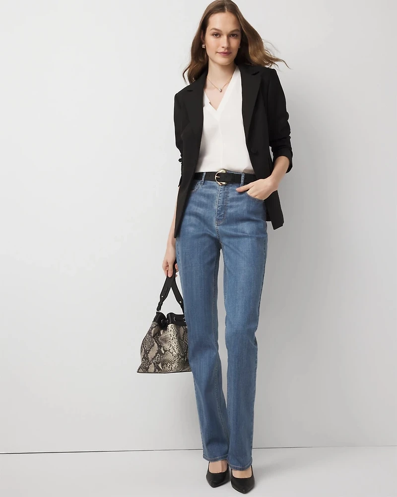 Petite Clear Coated Extra High Rise Elongated Slim Jean