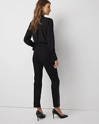 Embellished Mid Rise Slim Jean