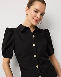 Puff Sleeve Twill Shirt