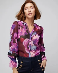 Long Sleeve Tie Neck Blouse