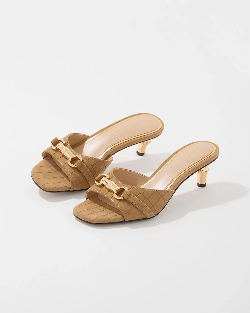 Croc Suede Heeled Sandal