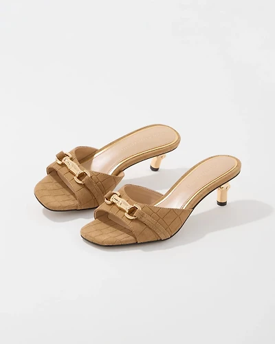 Croc Suede Heeled Sandal