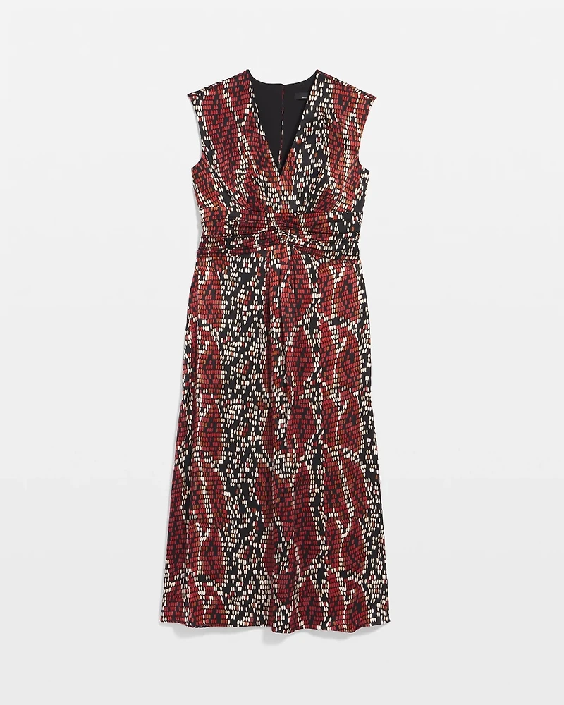Cap-Sleeve Satin Midi Dress