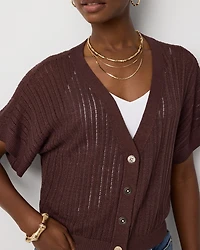 Metallic Short Sleeve Cardigan