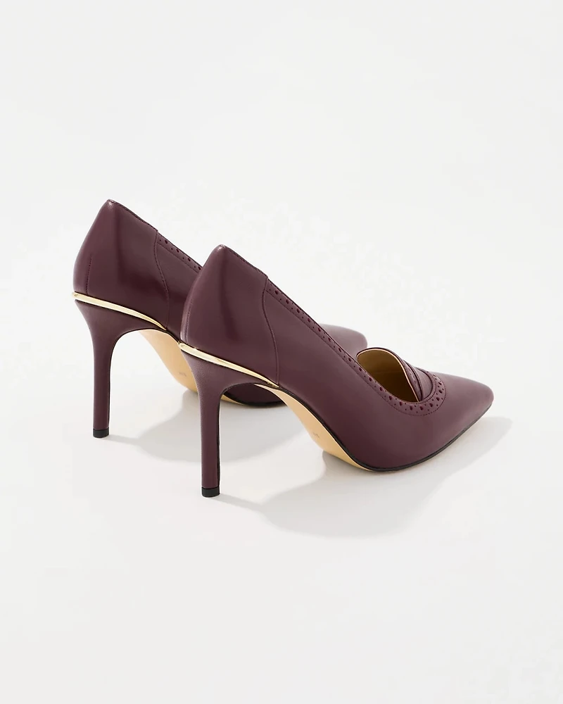Brogue Detail Leather Pumps