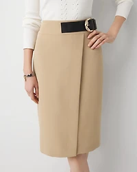 Belted Faux Wrap Skirt