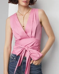 Sleeveless V-Neck Wrap Blouse