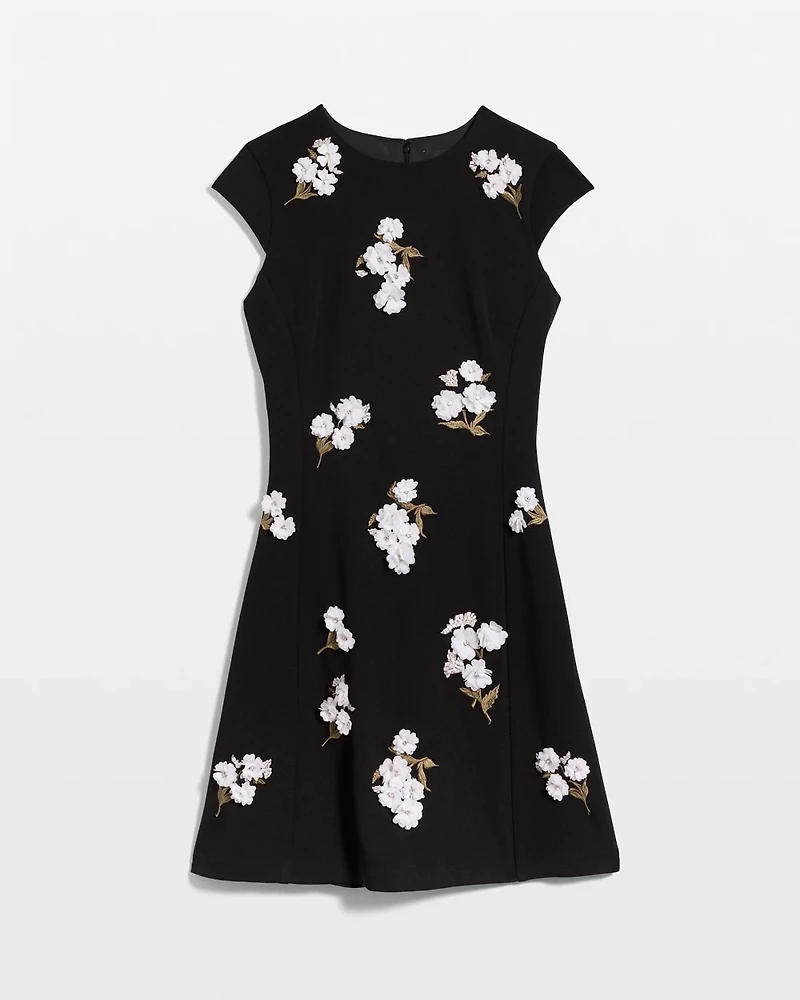 Petite Floral Applique Mini Dress
