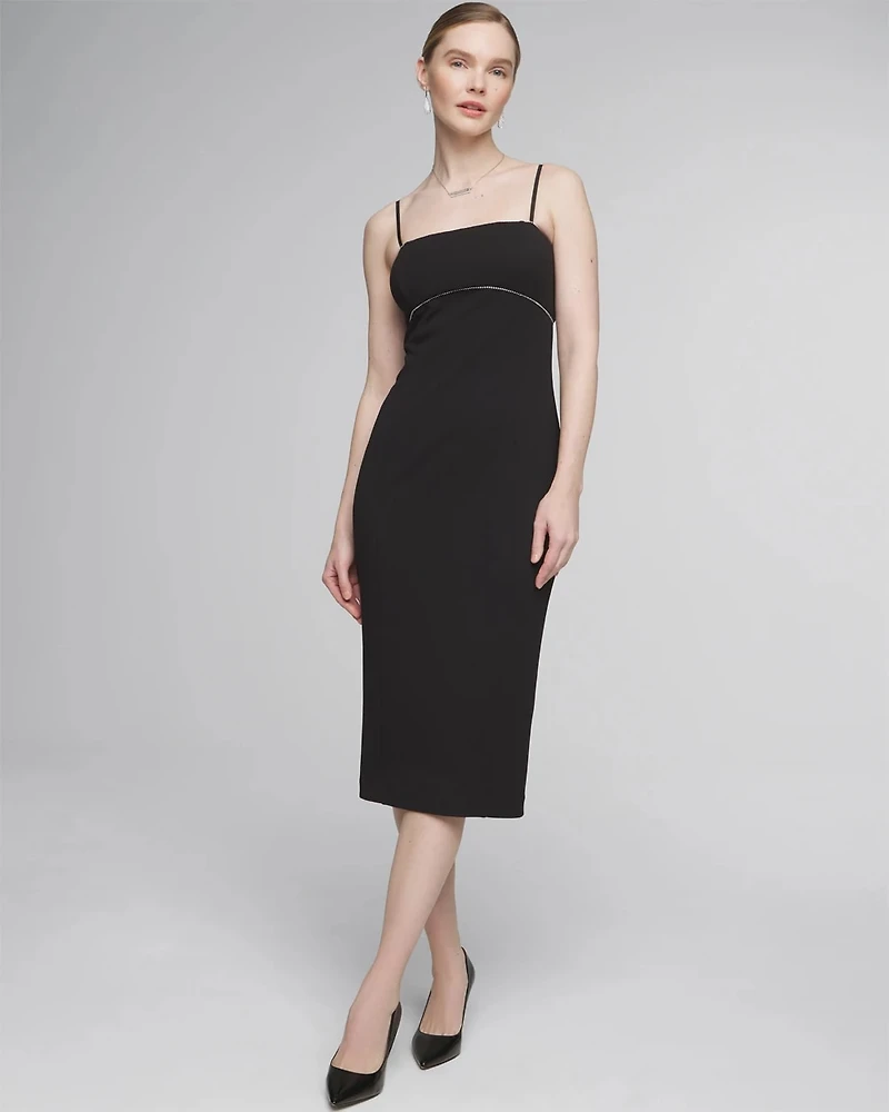 Sleeveless Crystal Trim Sheath Dress
