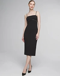 Sleeveless Crystal Trim Sheath Dress