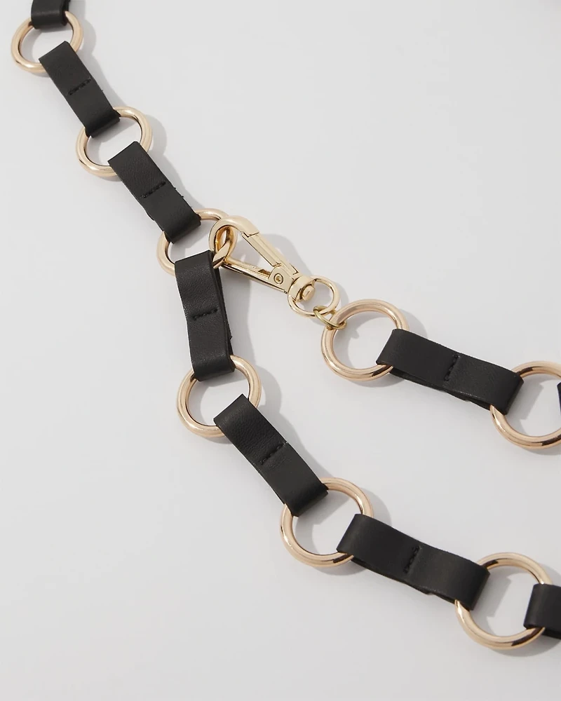 Faux Leather Adjustable Chain Belt