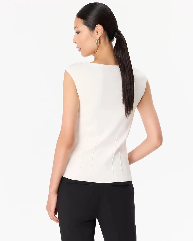 Boat Neck Cap Sleeve Pullover