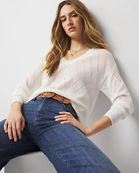 Novelty Stitch V-Neck Sweater