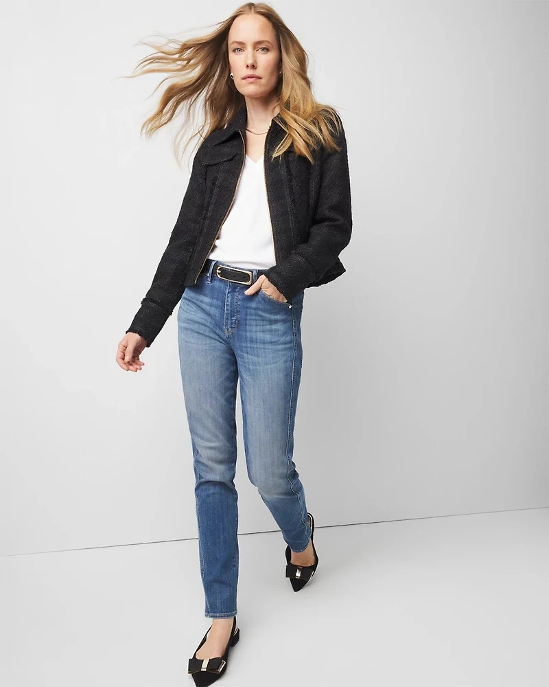 Cropped Tweed Trucker Jacket