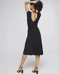 Ruched Tie-Shoulder Midi Dress