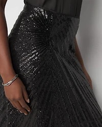 Sequin Pleated Asymmetrical Skirt