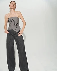 High-Rise Pinstriped Wide-Leg Pant