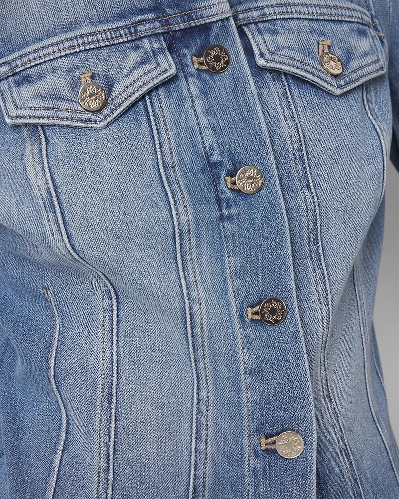 Puff Sleeve Cropped Denim Jacket