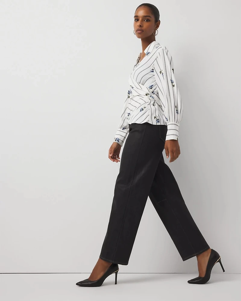 Petite Clear Coated Extra High Rise Barrel Jean