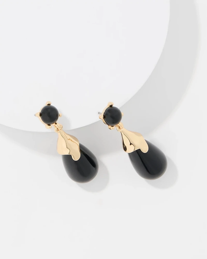 Black Cap Drop Earrings