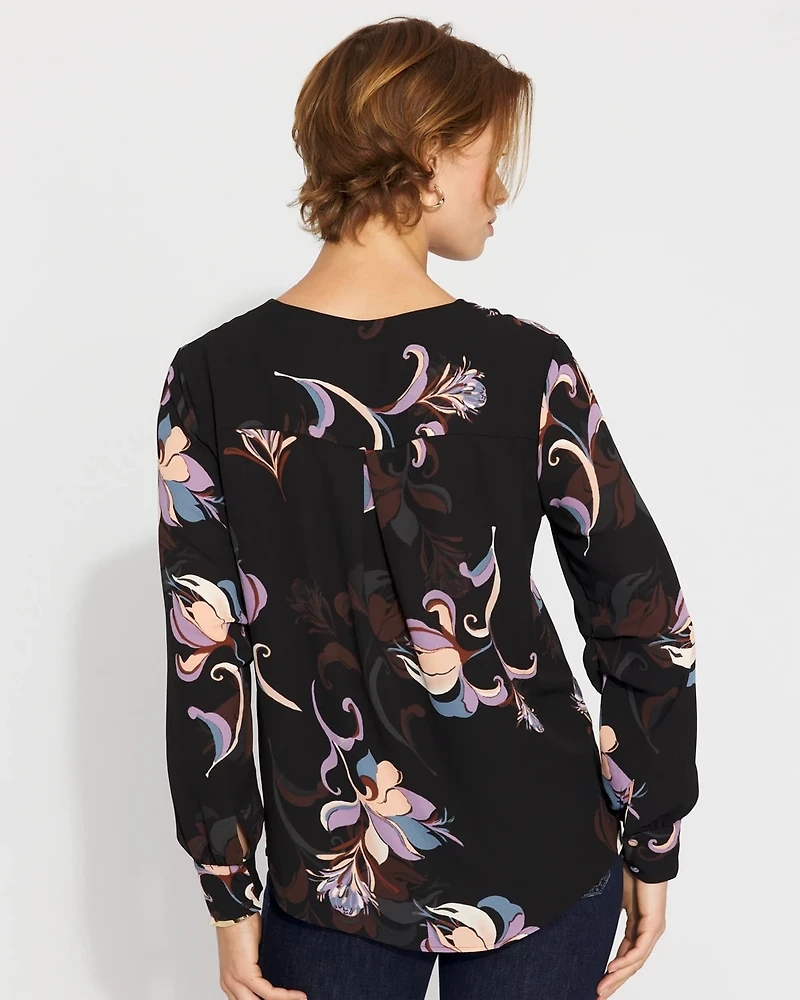 Long-Sleeve Button-Up Blouse