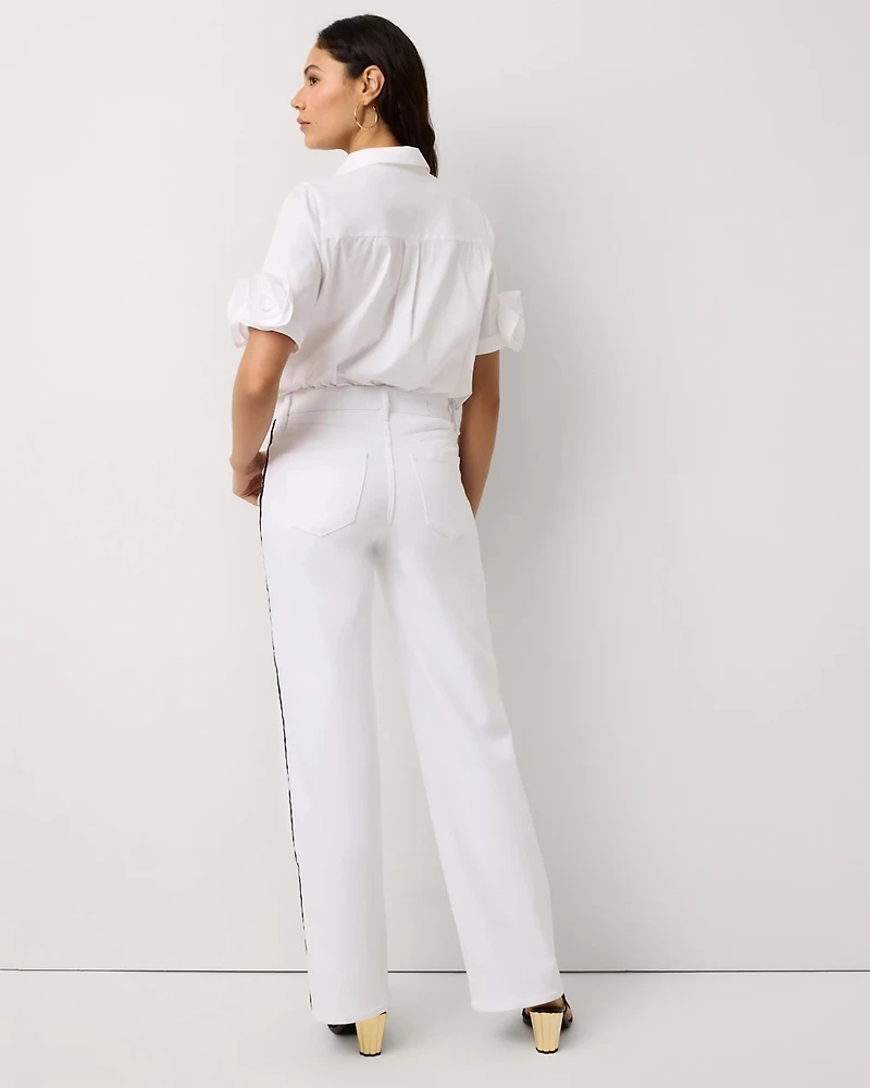 Piping Detail High Rise Wide Leg Jean