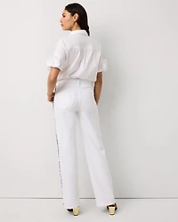Piping Detail High Rise Wide Leg Jean