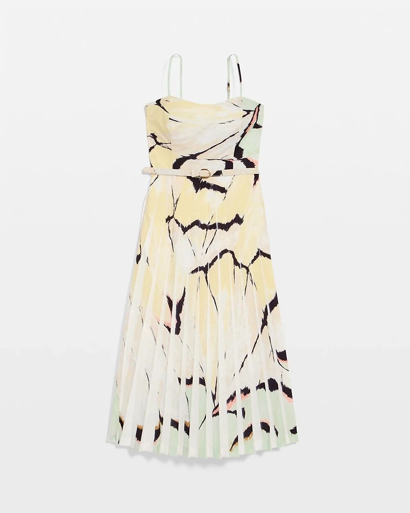 Pleated Strapless Midi Dress