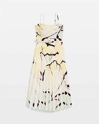 Pleated Strapless Midi Dress