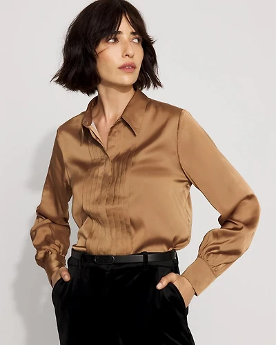 Pintuck Satin Shirt