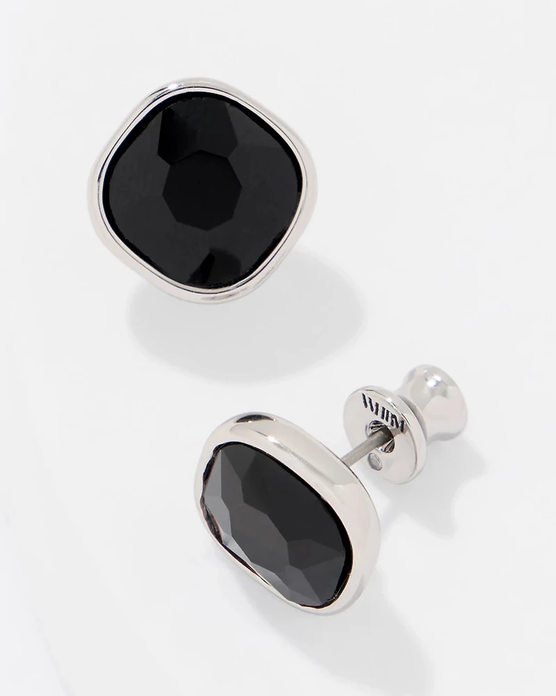 Black Glass Stud Earrings