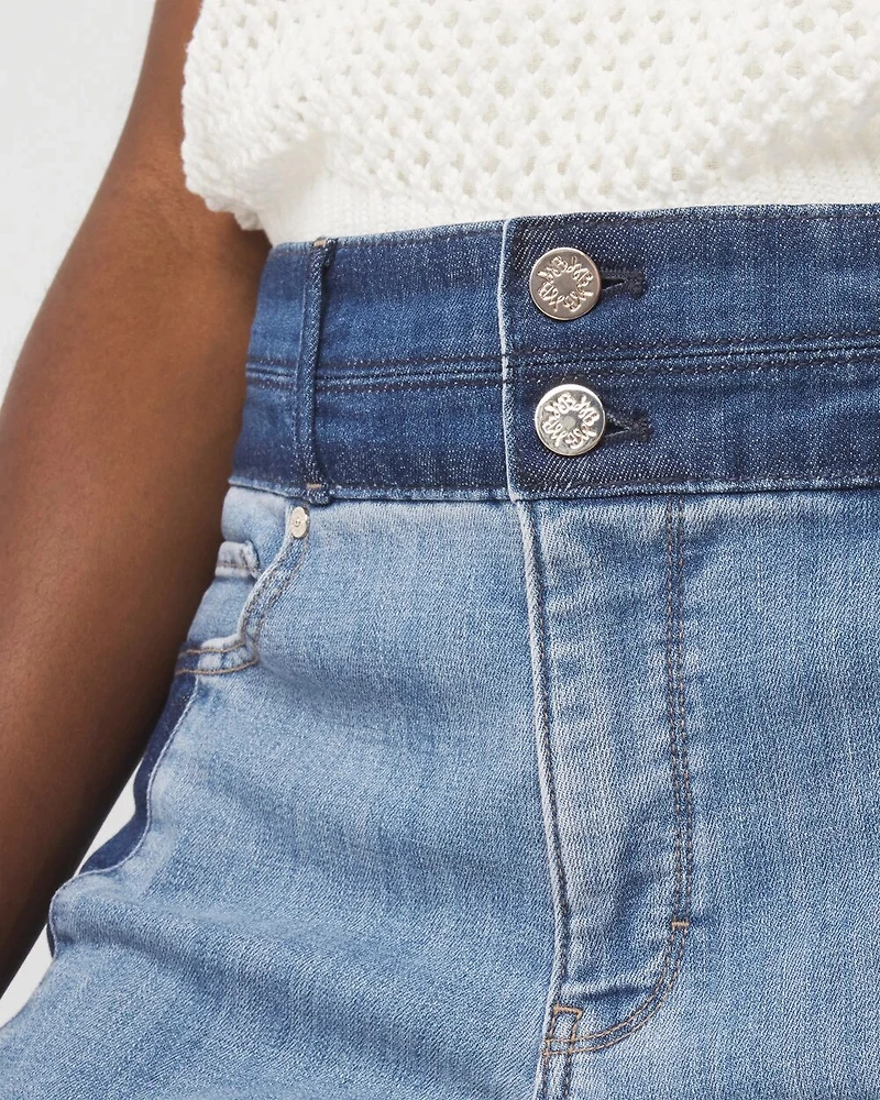 Extra High-Rise Colorblocked Wide Leg Cropped Jean