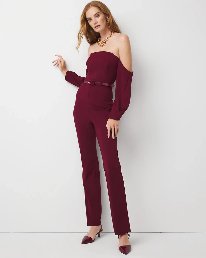 Off-The-Shoulder Drape Sleeve Jumpsuit