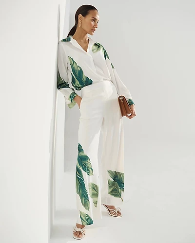 Placed Print Wide Leg Pant
