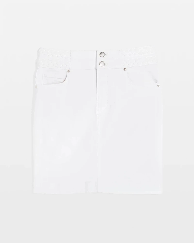 Petite Braided Waist Denim A-Line Miniskirt