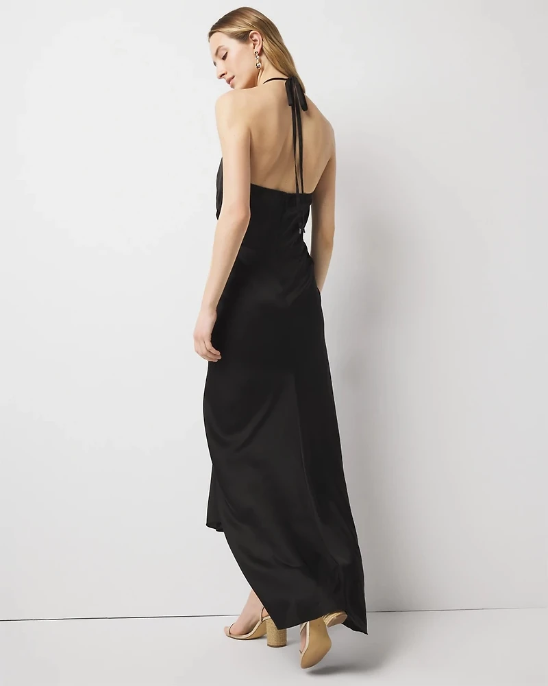 Satin Halter Maxi Dress