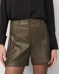 Shimmery High Rise Tailored Shorts