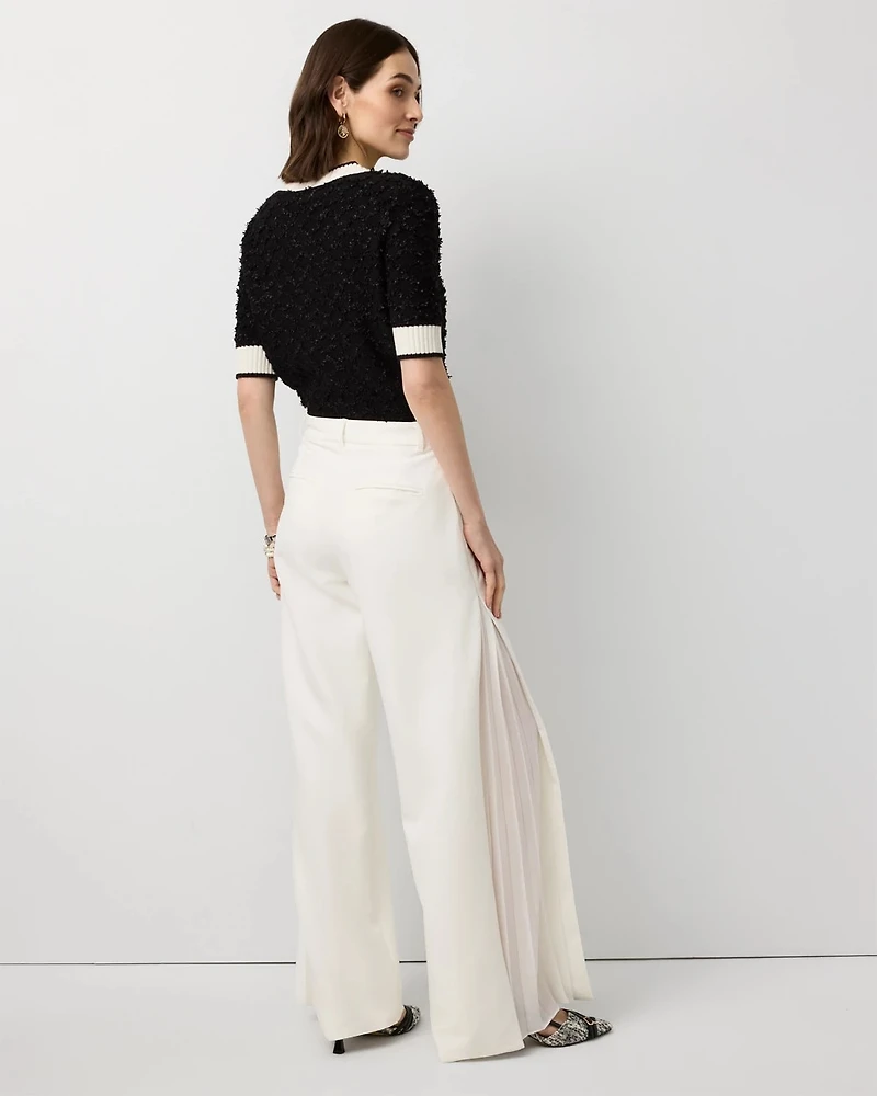 Chiffon Inset Ultra Wide Leg Pant