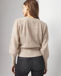 Pleated Shoulder Pointelle Sweater